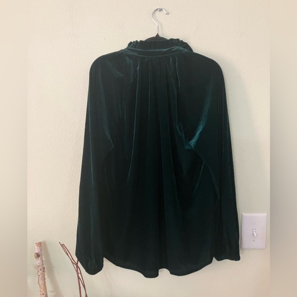 Ralph Lauren black label green emerald velvet long puff sleeve top blouse - Picture 2 of 4